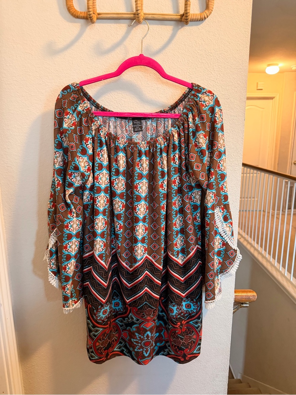 WinWin Brown Tunic with Teal & Rust Paisley Print